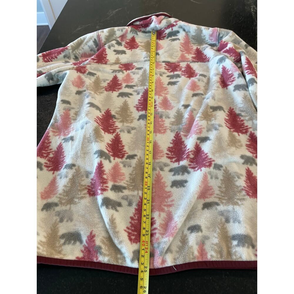 Orvis women's fleece pullover , trees and bears, pink. size Med. - Picture 9 of 11